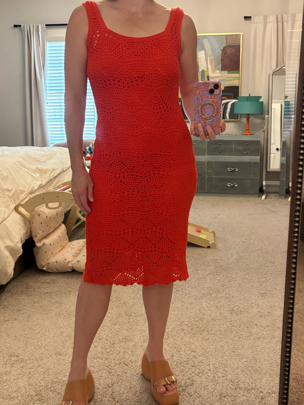 525 America Red Crochet Tank Maxi Dress